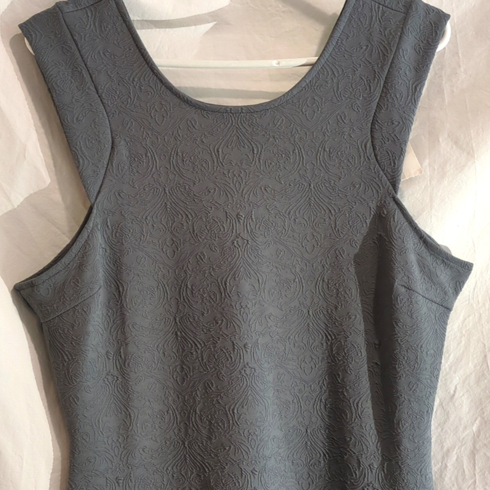 Dress Grey Textured Knit Sheath Stretch Comfort Contemporary | XL